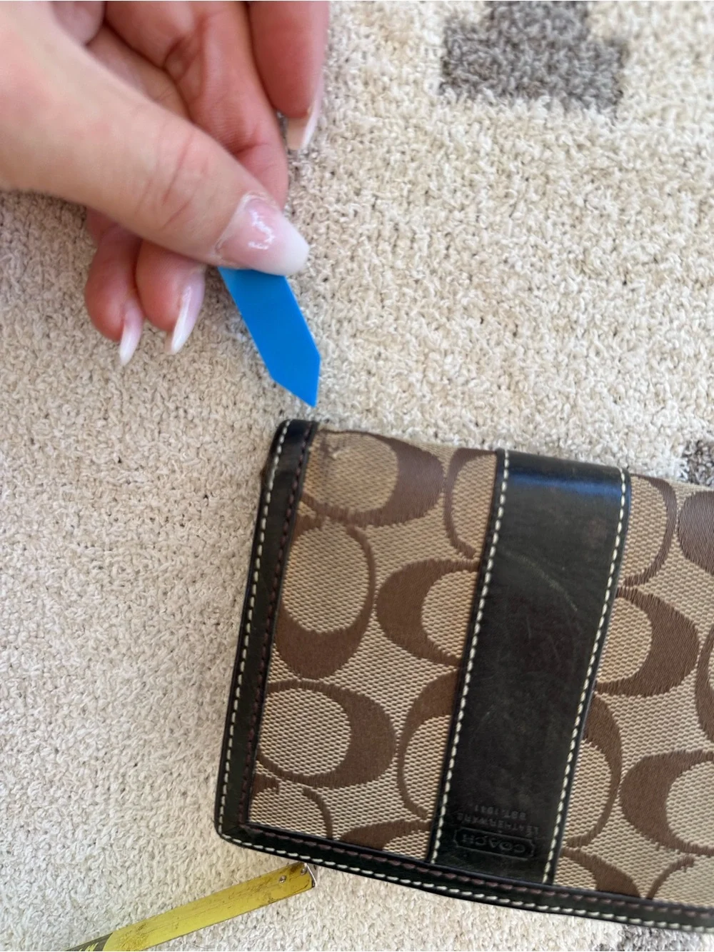 Coach Signature Canvas Bifold Wallet in Brown and Tan y2k